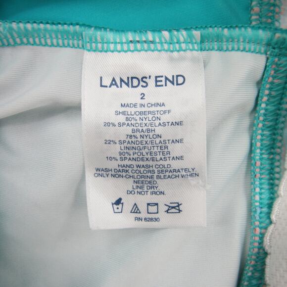 Lands End Tankini Top Blue Coral Floral Twist Front Ruched Built In Bra Size 2 - Picture 7 of 8